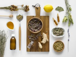 flat-lay-herbs-spices-medicinal-purpose