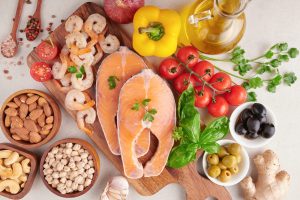 Balanced nutrition concept for clean eating flexitarian mediterr